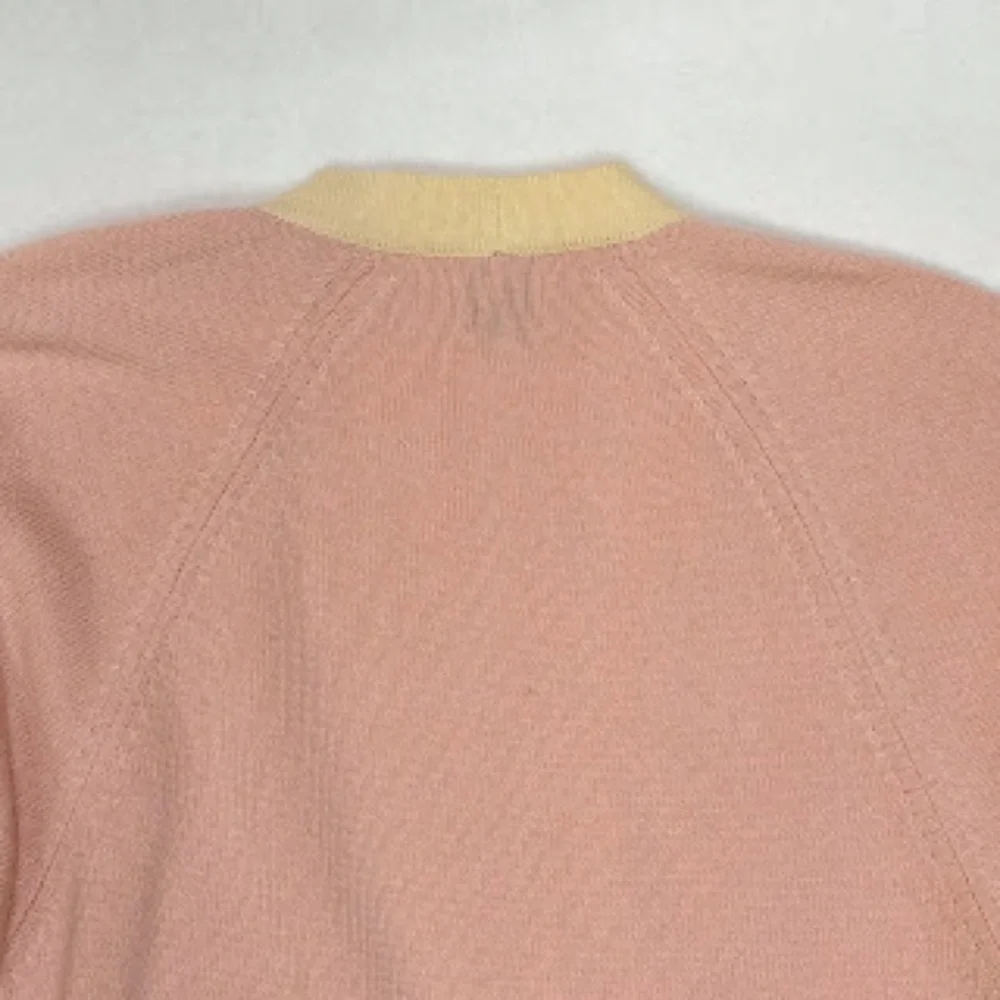 CHANEL Pink Sweater with Cream Trim Cashmere-Blend Cardigan